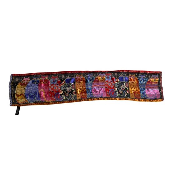 Laurel Burch "Feline Family Portrait" 100% Silk Scarf Vibrant Multicolor Cat Des - Picture 1 of 14
